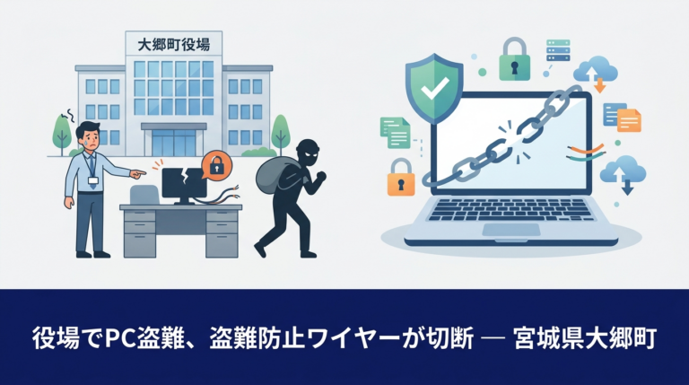 役場でPC盗難、盗難防止ワイヤーが切断 — 宮城県大郷町
