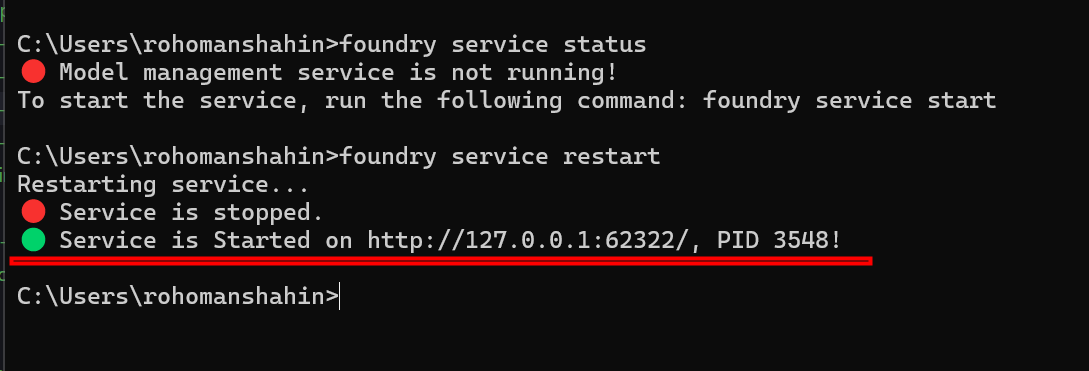 Foundry Localサービスの再起動
