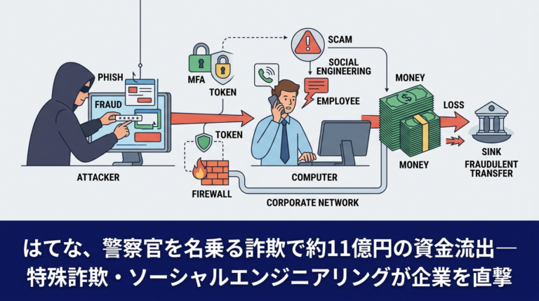はてな、警察官を名乗る詐欺で約11億円の資金流出―特殊詐欺・ソーシャルエンジニアリングが企業を直撃