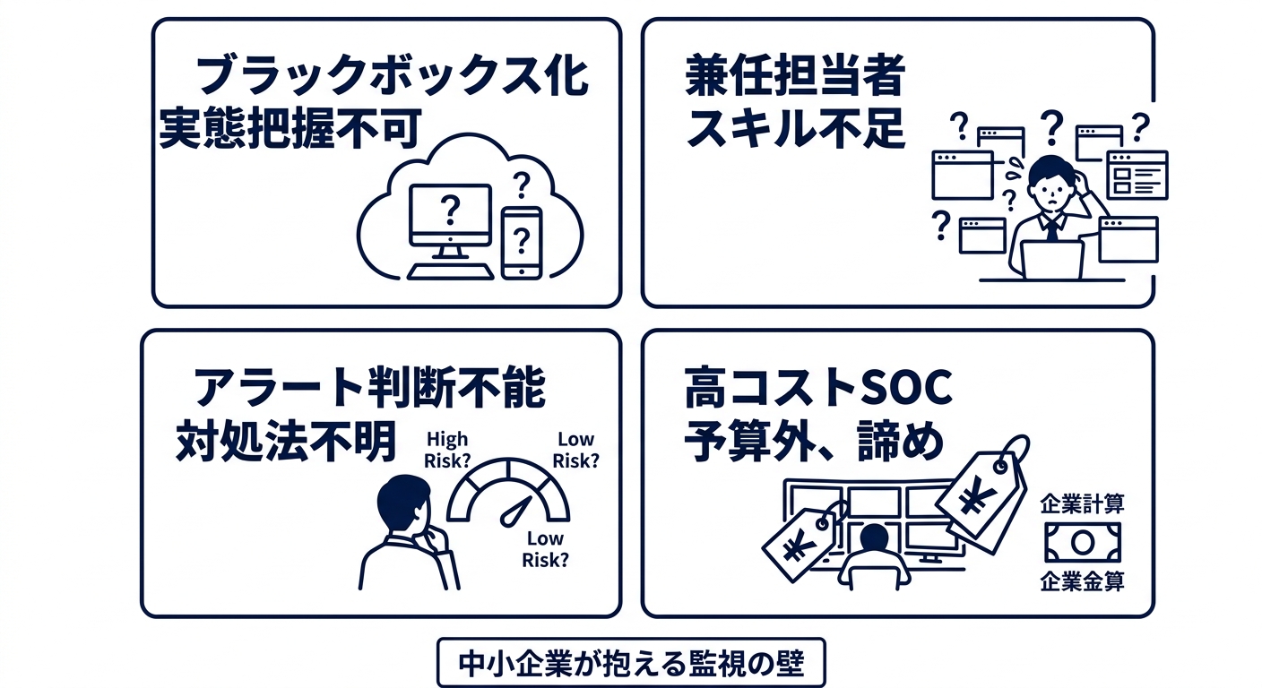 中小企業のセキュリティ監視によくある課題